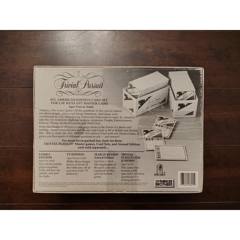Trivial Pursuit All American Card Set General Knowledge Questions 1993 COMPLETE